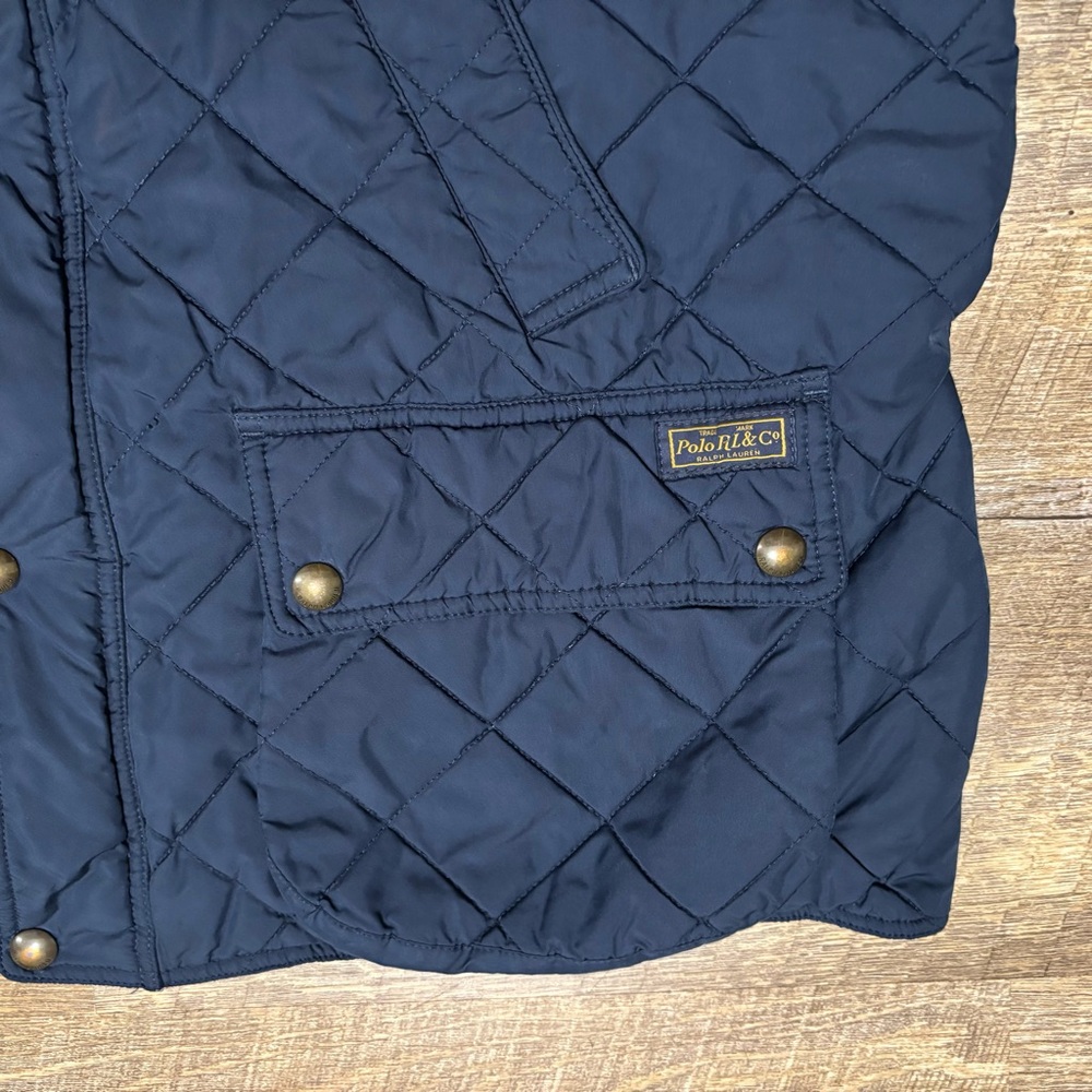 Polo Ralph Lauren Vest Men's XXL Navy Quilted Puffer Utility Corduroy Collar - Picture 4 of 7